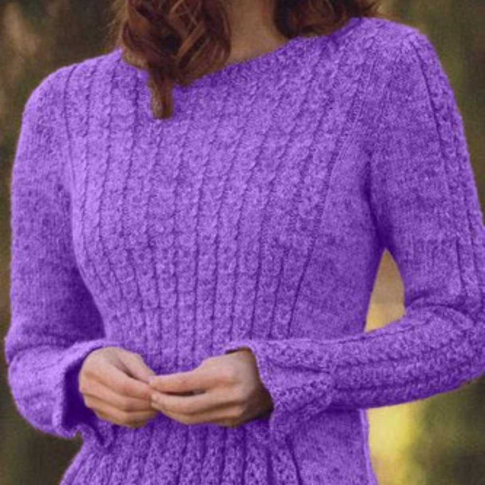 Purplish Red Cotton-Blend Long Sleeve Paneled Plain Sweater (NEW WITH TAG)